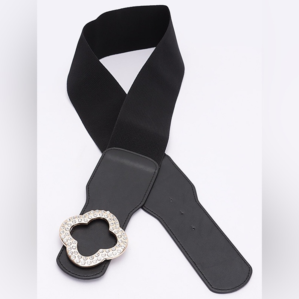 Plus Size Black Elastic Stretch Statement Belt wi… - image 4